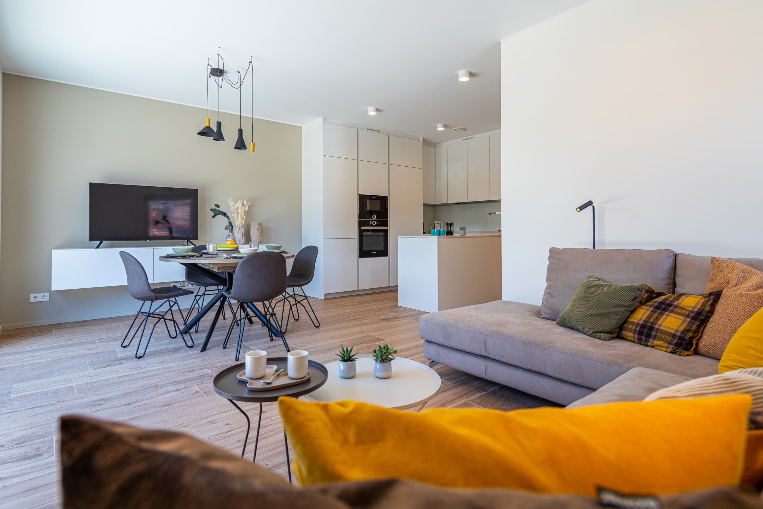 The picture depicts the interior of the common area in Reckenthal House for Rentaroo short to mid-term rentals in Luxembourg.